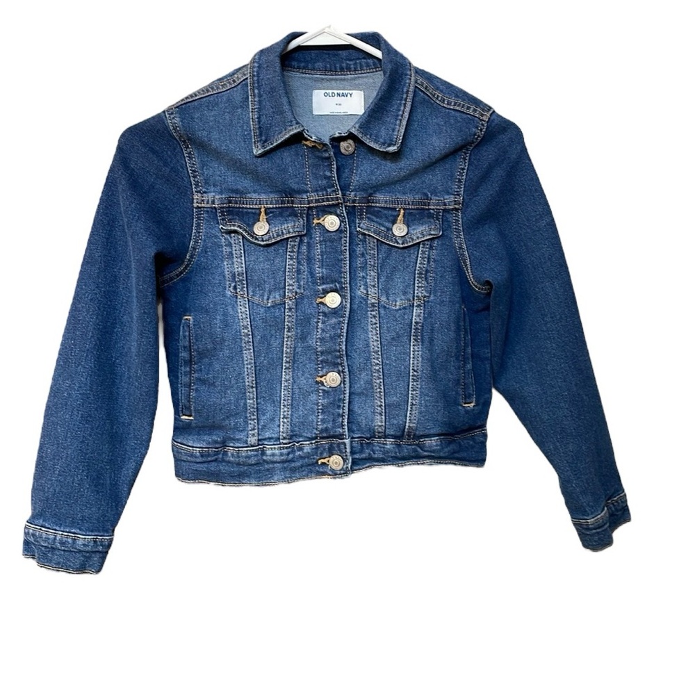 OLD NAVY UEC Girls Size Medium (8) Jean Jacket Pockets Collar Denim Button - Picture 3 of 14
